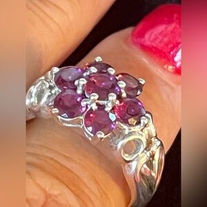925 STERLING RHODOLITE GARNET ring. Size 7